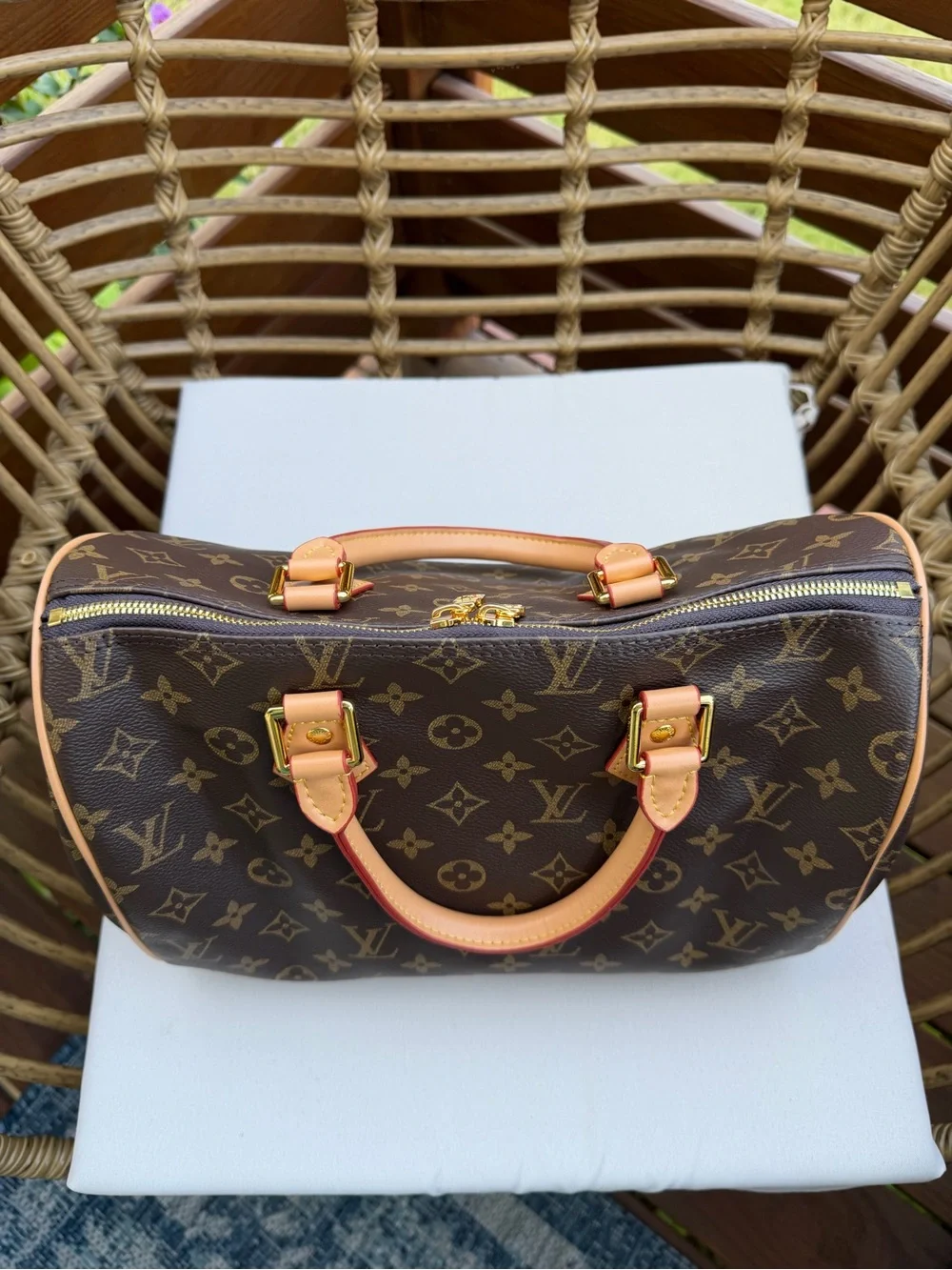 Inpspir@d Lv Monogram Satchel with Tan  and Gold Hardware